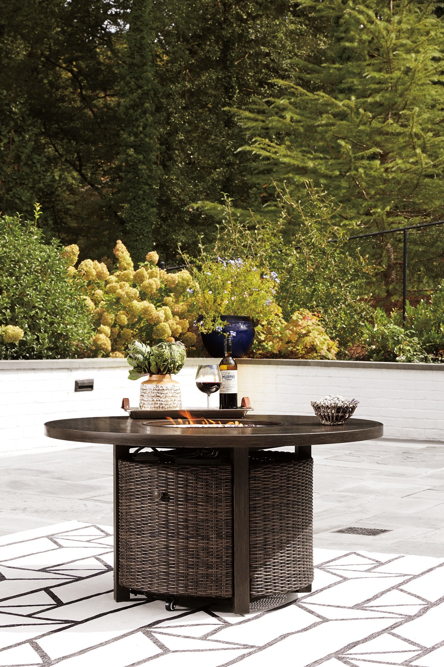 Paradise Trail Paradise Trail Fire Pit Table with 4 Nuvella Swivel Lounge Chairs - Romeo & Juliet Furniture (Warren,MI)