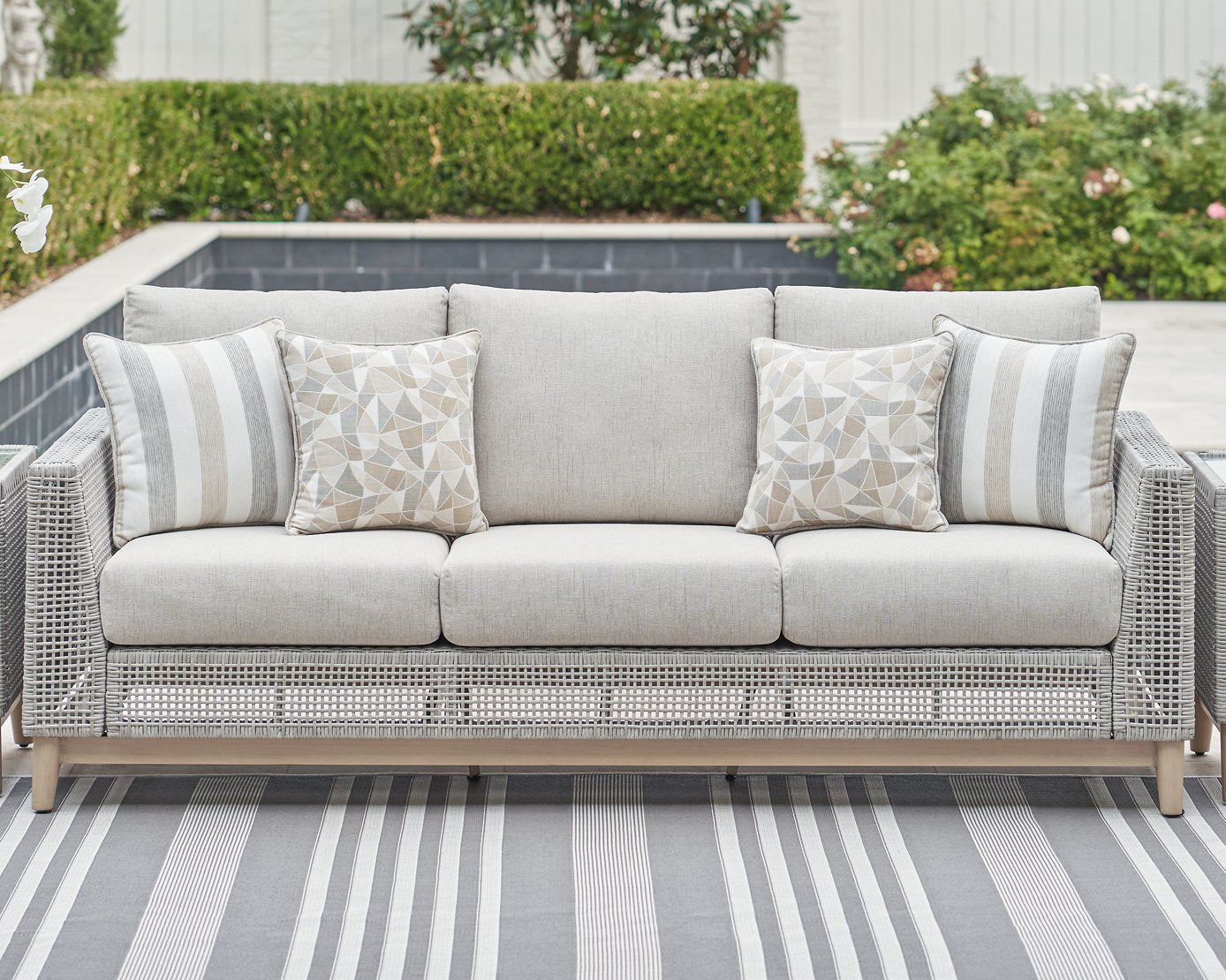 Seton Creek Outdoor Sofa with Cushion - Romeo & Juliet Furniture (Warren,MI)