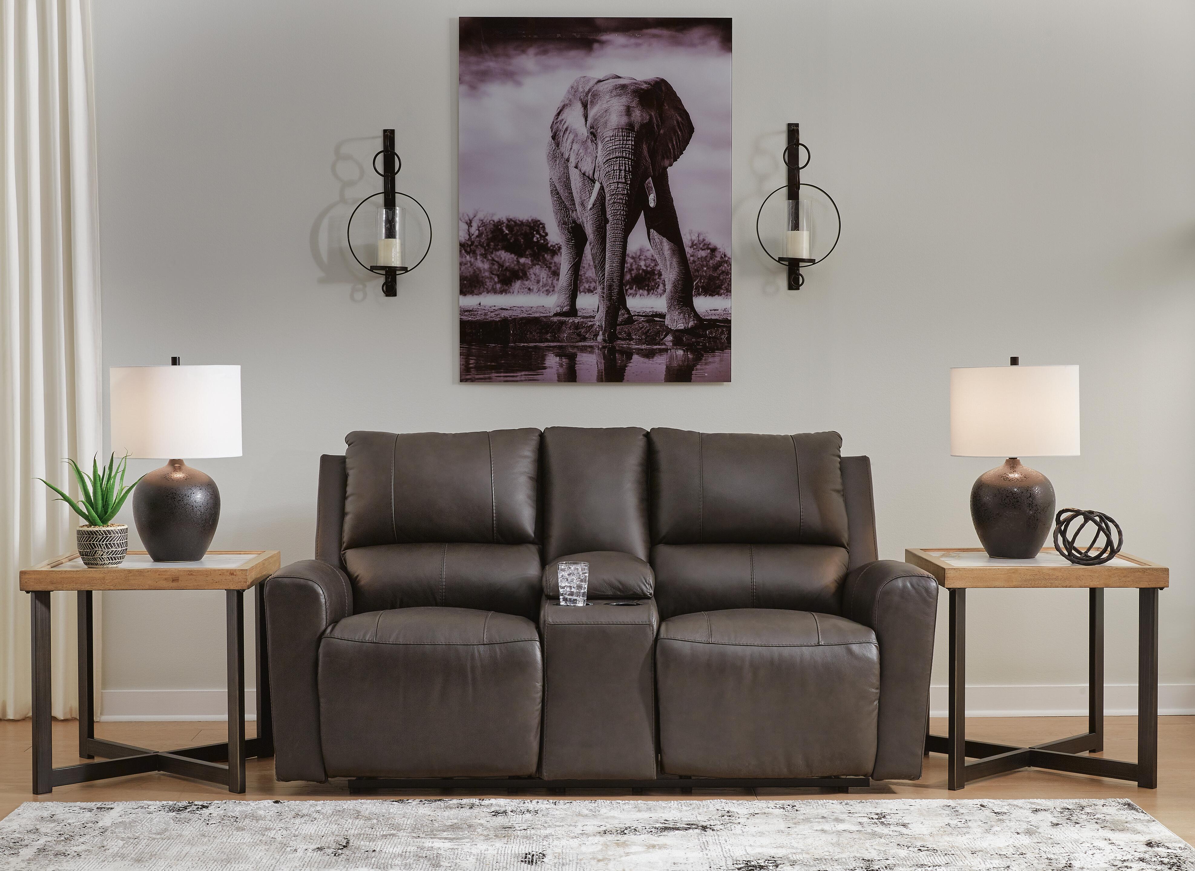 Boxmere Power Reclining Loveseat with Console - Romeo & Juliet Furniture (Warren,MI)