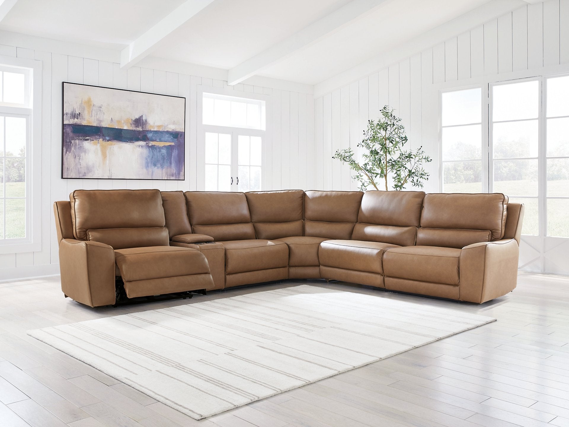 DeepWakes Reclining Sectional with Storage Console - Romeo & Juliet Furniture (Warren,MI)