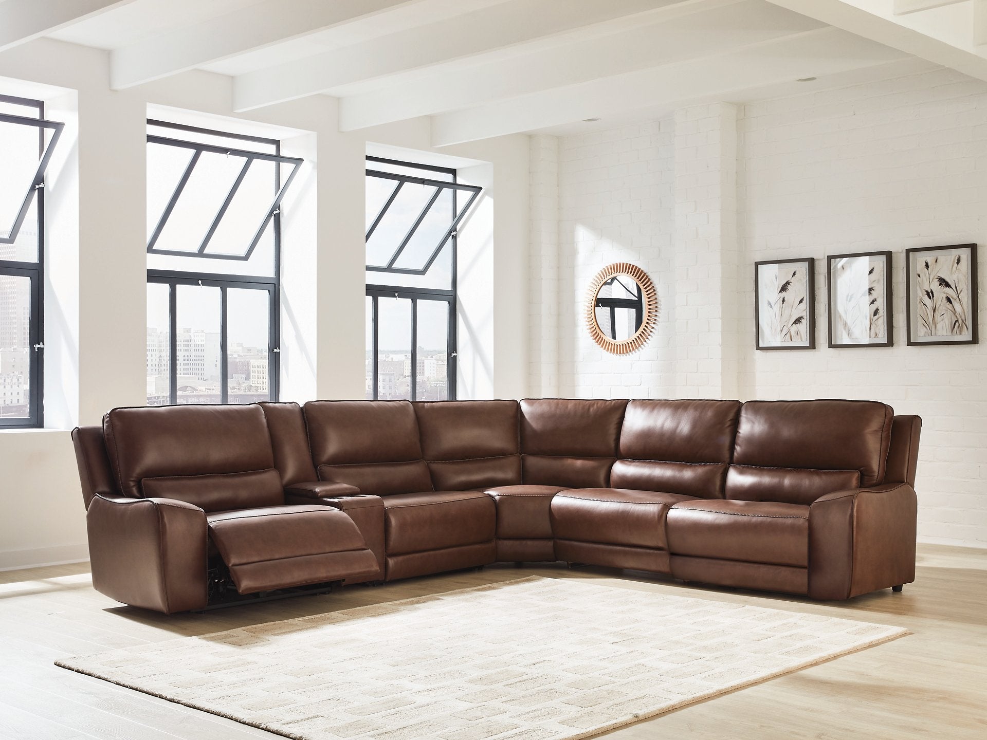 DeepWakes Reclining Sectional with Storage Console - Romeo & Juliet Furniture (Warren,MI)
