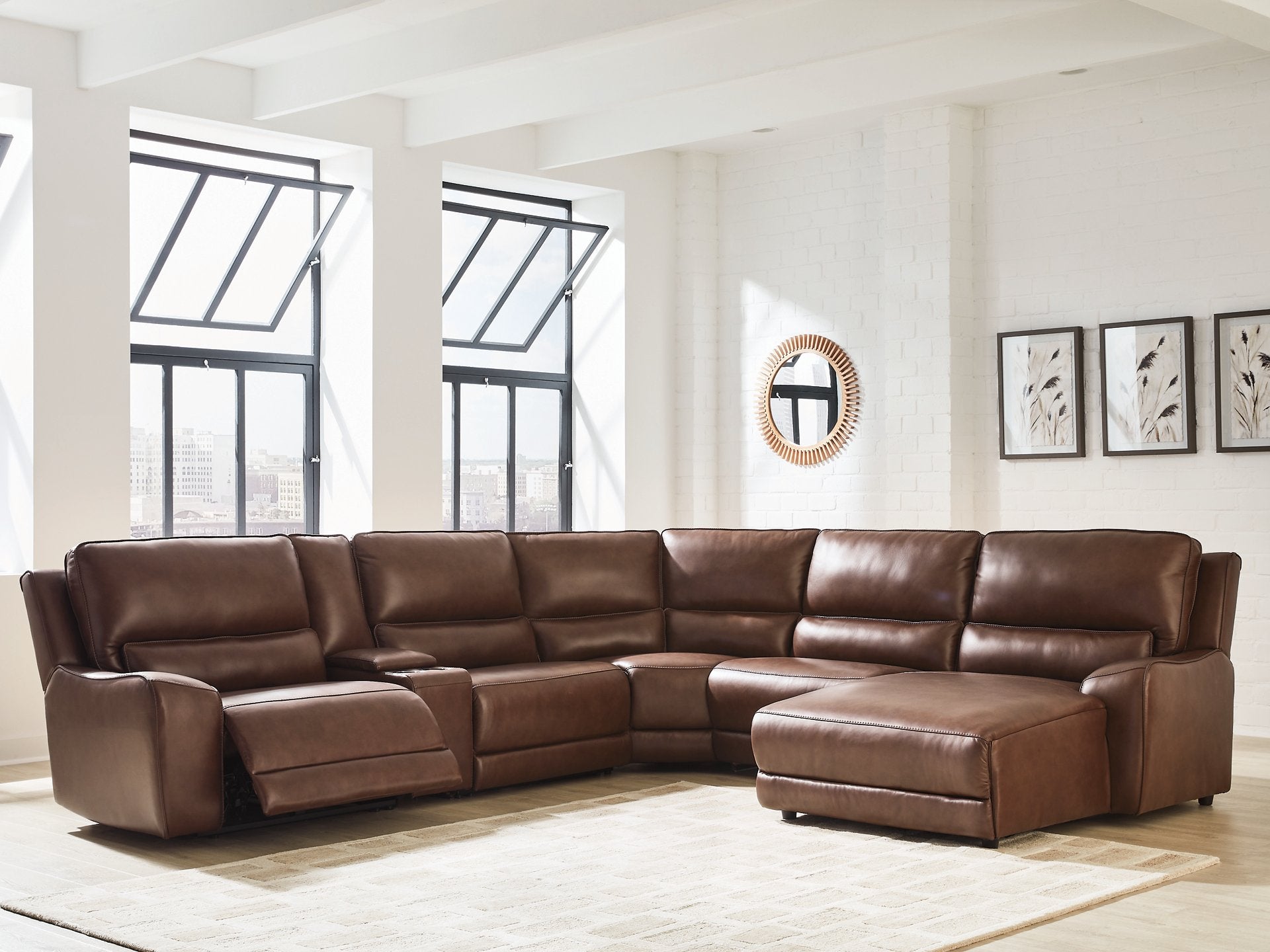 DeepWakes Power Reclining Sectional with Chaise - Romeo & Juliet Furniture (Warren,MI)
