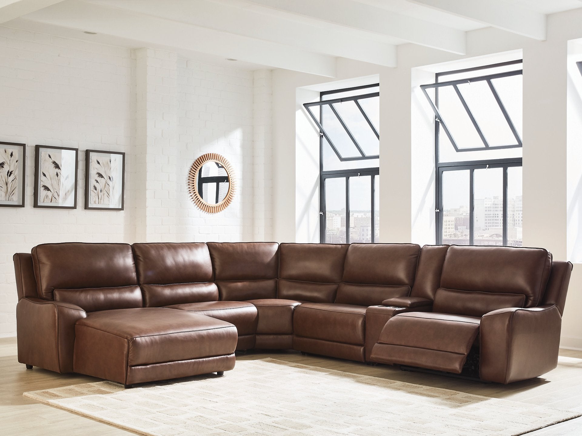 DeepWakes Power Reclining Sectional with Chaise - Romeo & Juliet Furniture (Warren,MI)